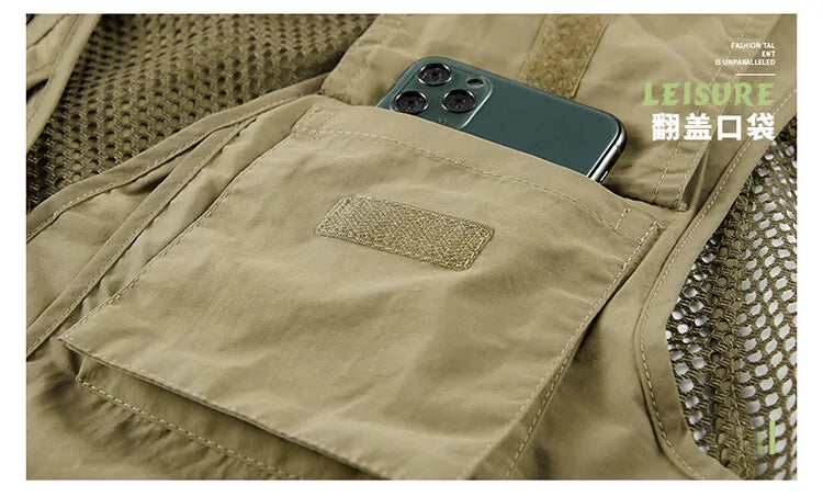 colete multi uso para ao ar livre com 14 bolsos