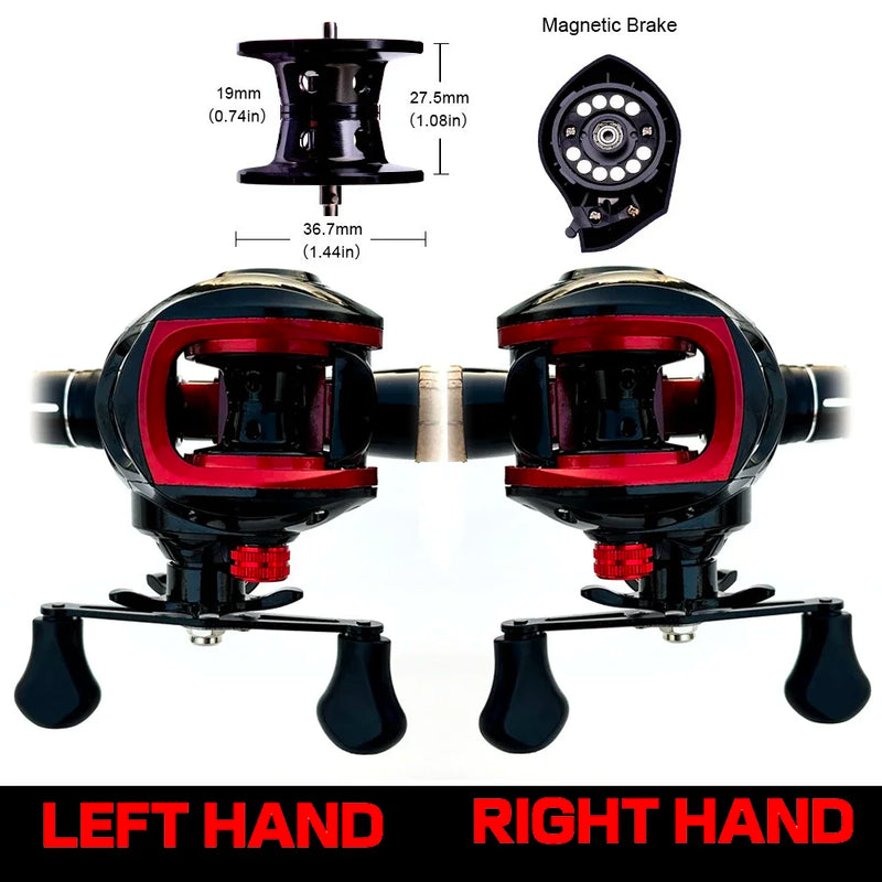 Alta velocidade 7.2: 1 Gear Ratio Baitcasting Carretel de pesca Max Drag 8kg Ultra Light