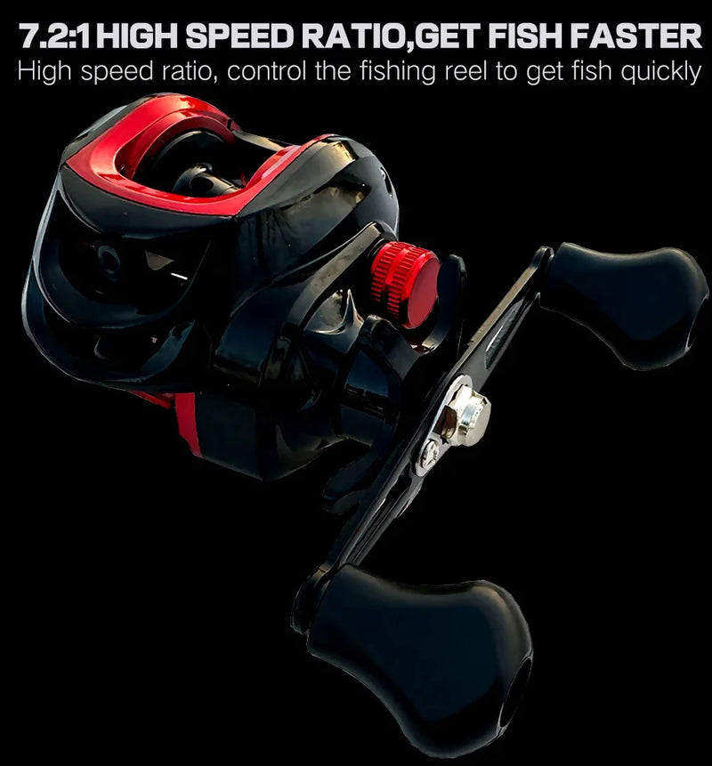 Alta velocidade 7.2: 1 Gear Ratio Baitcasting Carretel de pesca Max Drag 8kg Ultra Light