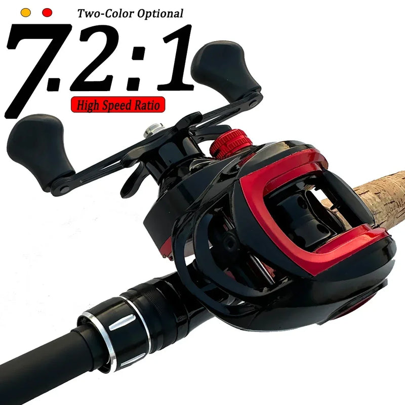 Alta velocidade 7.2: 1 Gear Ratio Baitcasting Carretel de pesca Max Drag 8kg Ultra Light