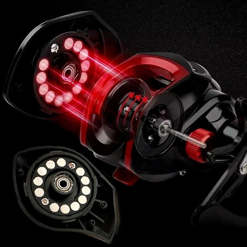 Alta velocidade 7.2: 1 Gear Ratio Baitcasting Carretel de pesca Max Drag 8kg Ultra Light