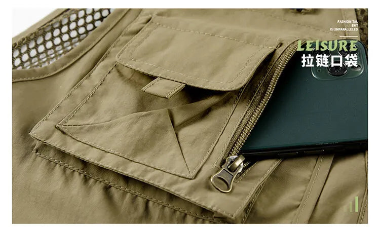colete multi uso para ao ar livre com 14 bolsos