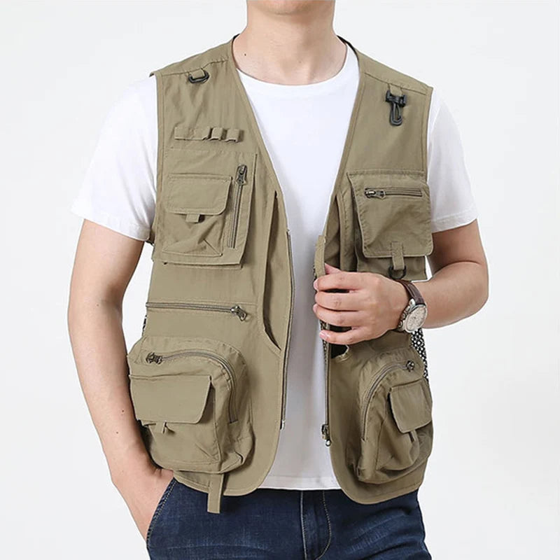 colete multi uso para ao ar livre com 14 bolsos
