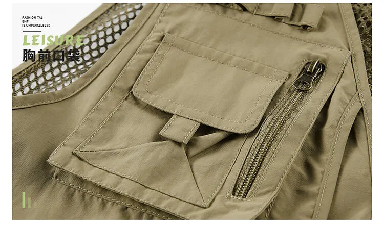 colete multi uso para ao ar livre com 14 bolsos